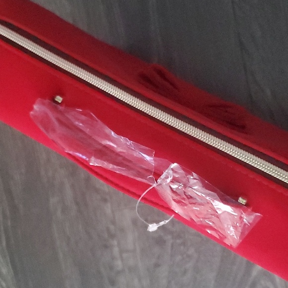 ❤️ Estee Lauder Large Makeup Cosmetic Bag TRAIN CASE Red Velvet Bow - Brand New - Picture 2 of 9